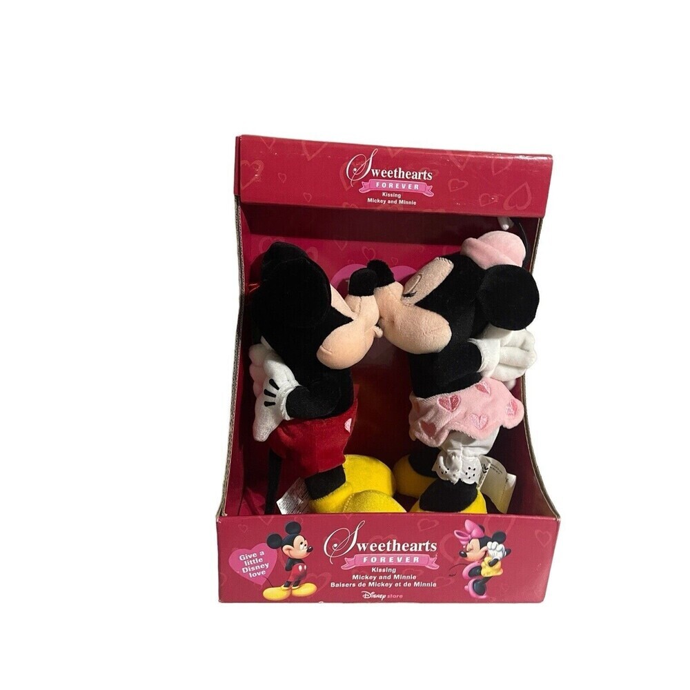 Disney Store Mickey & Minnie Kissing Sweethearts Forever Valentines Plush Toy